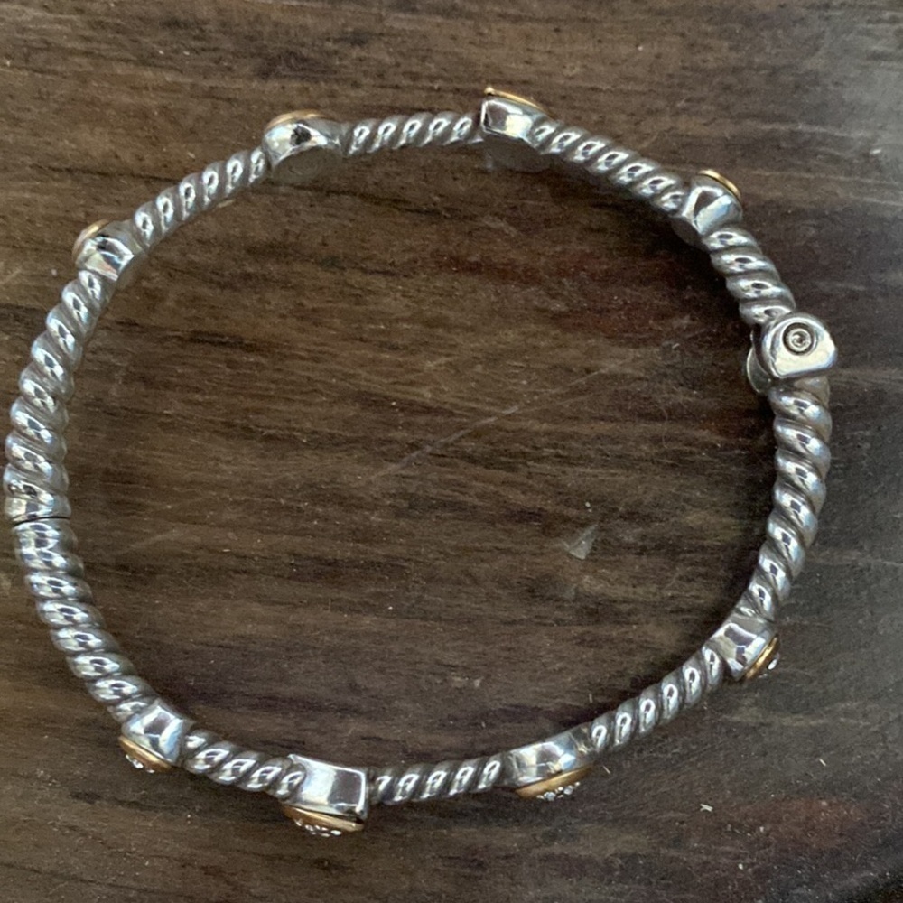 BRIGHTON MASSANDRA SILVER on silver PAVE CRYSTAL hinged‎ bangle BRACELET - Picture 3 of 6
